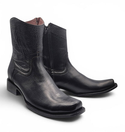 Mens Dubai Toe Privo Leather Boot Black – Genuine Leather Western Boot H52PD0595