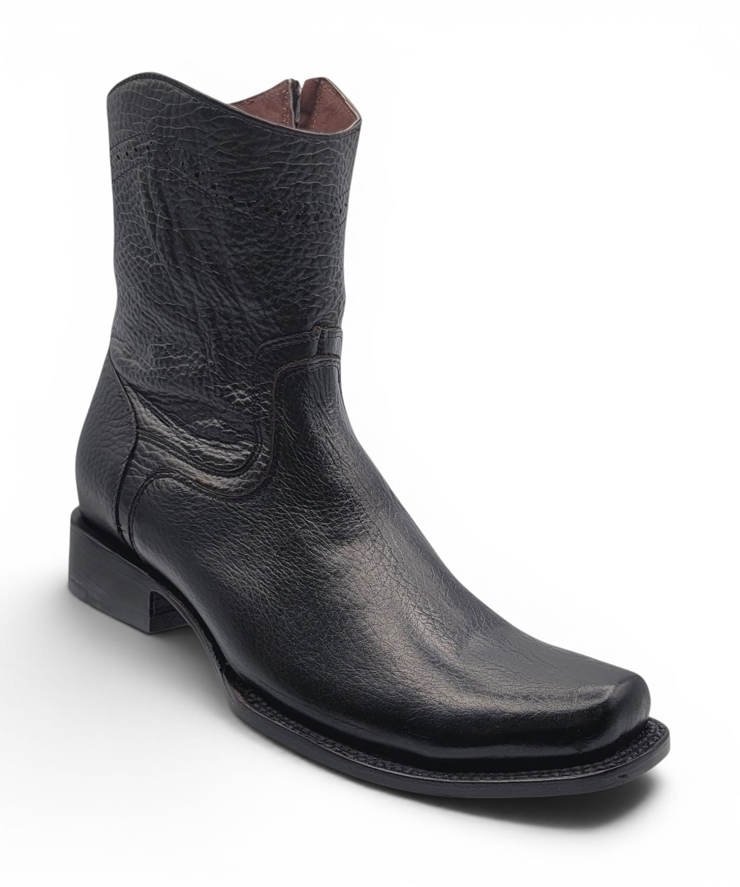 Mens Dubai Toe Privo Leather Boot Black – Genuine Leather Western Boot H52PD0595
