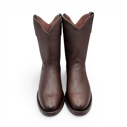 Mens Roper Boot Brown – Soft Genuine Leather Round Toe Western Boot H52PR9495