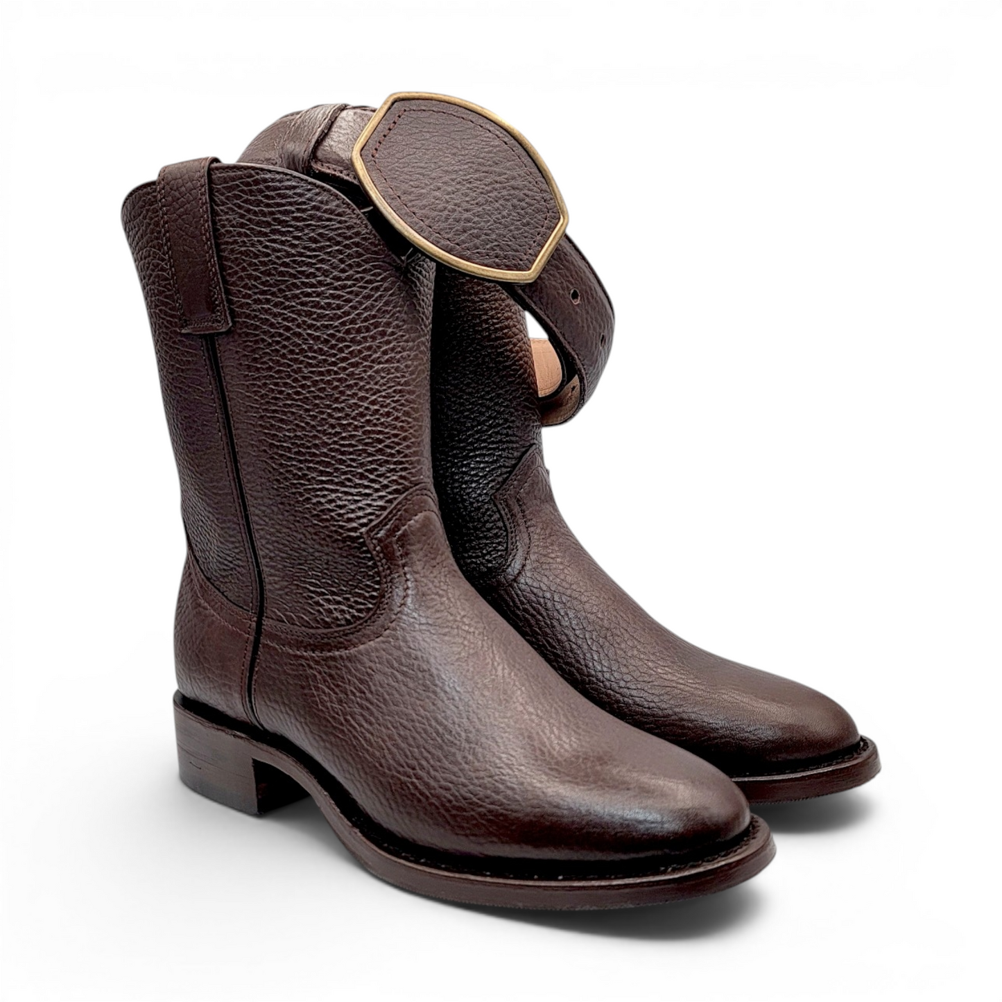 Mens Roper Boot Brown – Soft Genuine Leather Round Toe Western Boot H52PR9495