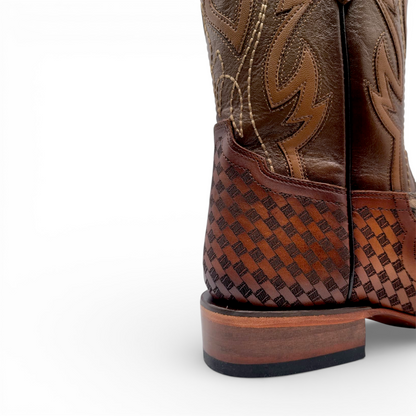 Men Cowhide Hair Western Boot Wide Square Toe Size 6.5 BOX 104 (Final Sale)