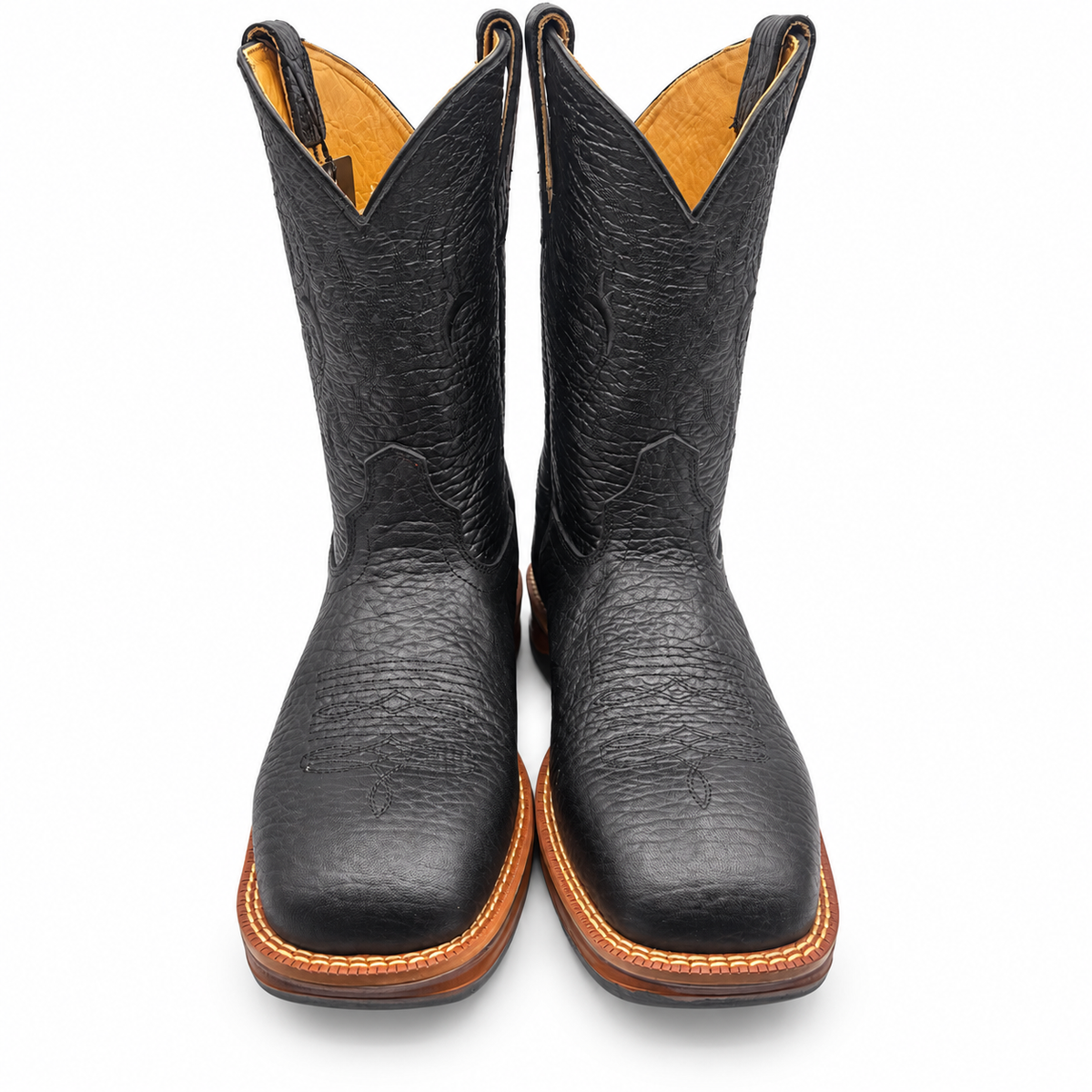 Hooch H52W0583 men's black bull shoulder square toe boots with rubber sole, view 2