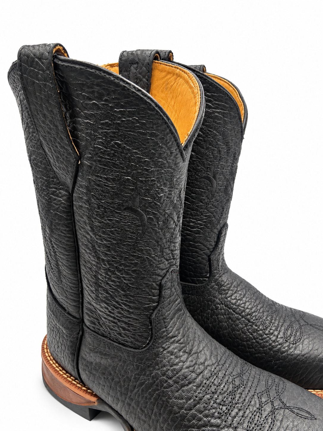 Hooch H52W0583 men's black bull shoulder square toe boots with rubber sole, view 5