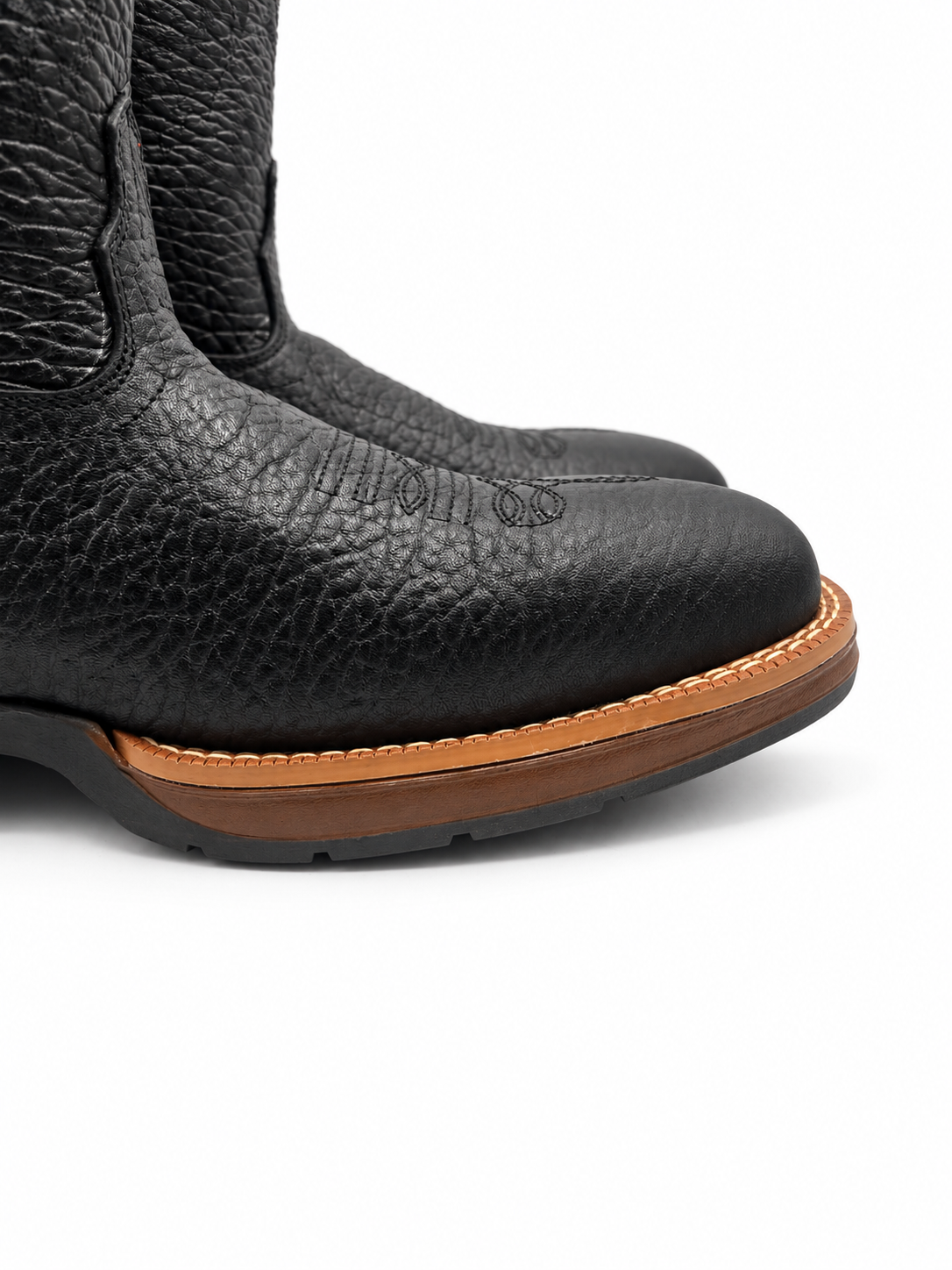 Hooch H52W0583 men's black bull shoulder square toe boots with rubber sole, view 6
