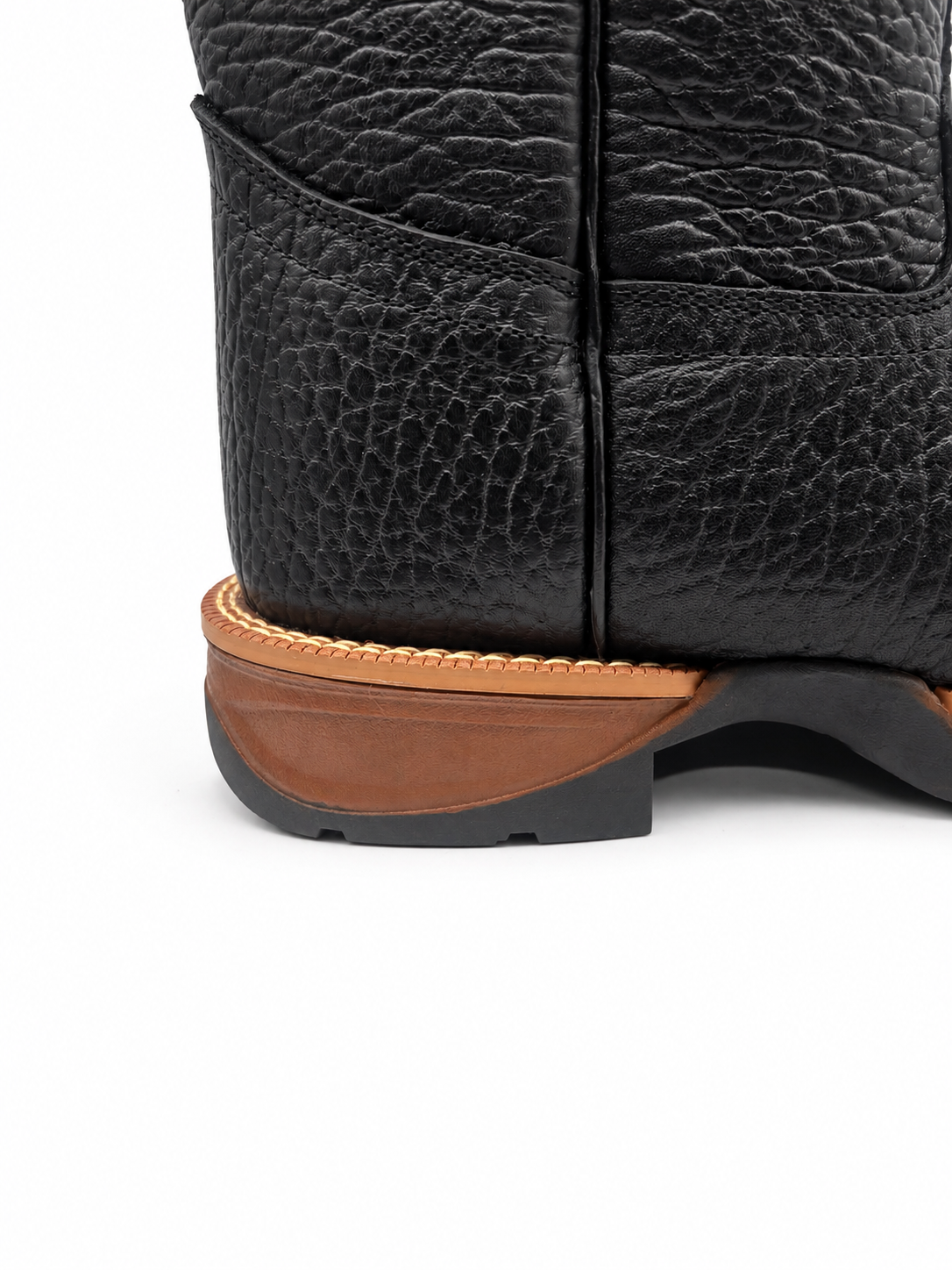 Hooch H52W0583 men's black bull shoulder square toe boots with rubber sole, view 7