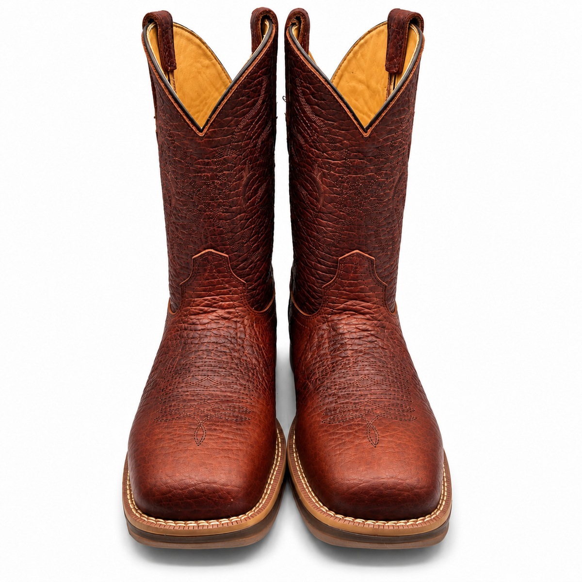 Hooch men's Shedron bull shoulder square toe boots, front view