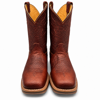 Hooch men's Shedron bull shoulder square toe boots, front view