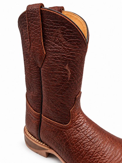 Hooch men's Shedron bull shoulder square toe boots, shaft detail view