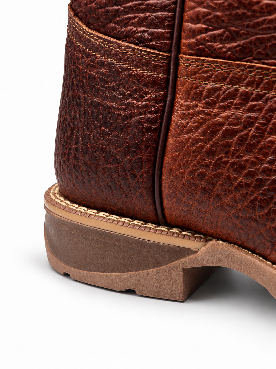 Hooch men's Shedron bull shoulder square toe boots, heel detail view