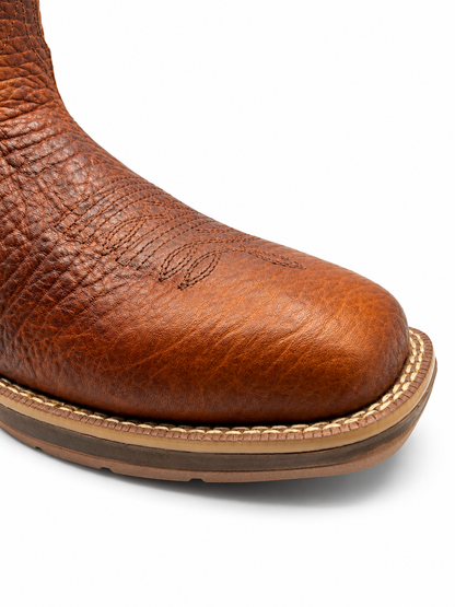 Hooch men's honey bull shoulder square toe boots — Square toe detail
