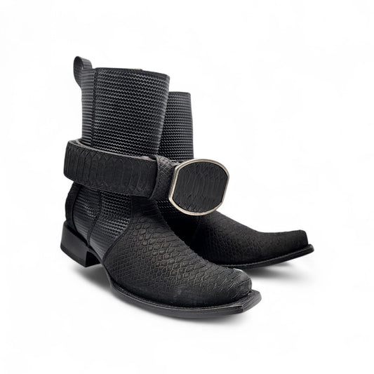 Mens Black Dubai Toe Western Boot H580563 with Belt