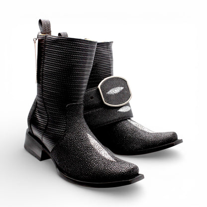 Mens Dubai Toe Stingray Print Boot – Single Stone Zipper Western Boot H580594