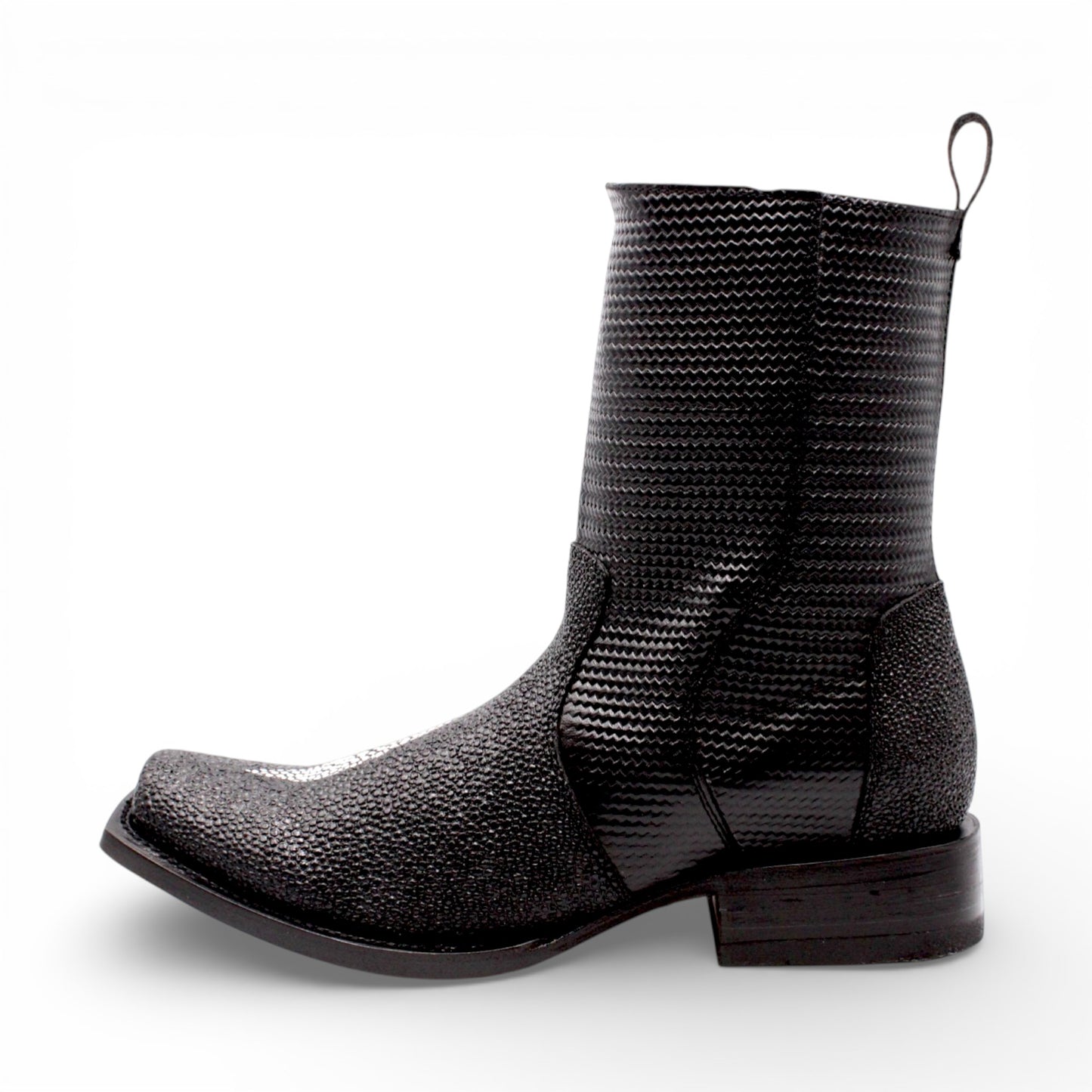 Mens Dubai Toe Stingray Print Boot – Single Stone Zipper Western Boot H580594