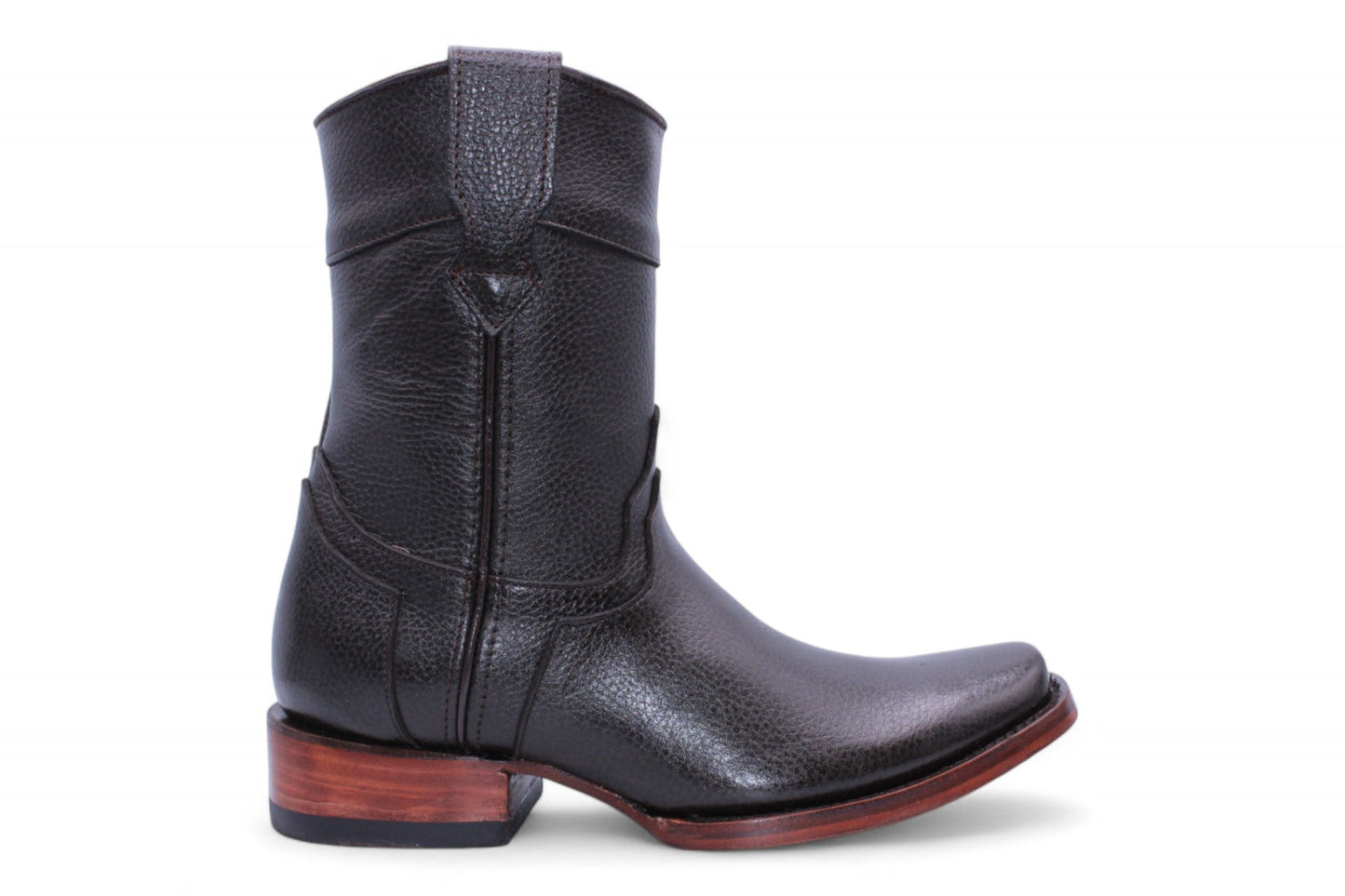 Men’s Chocolate Floter Leather Boots – Dubai Toe Cowboy Style w/ Zipper