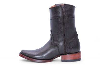 Men’s Chocolate Floter Leather Boots – Dubai Toe Cowboy Style w/ Zipper