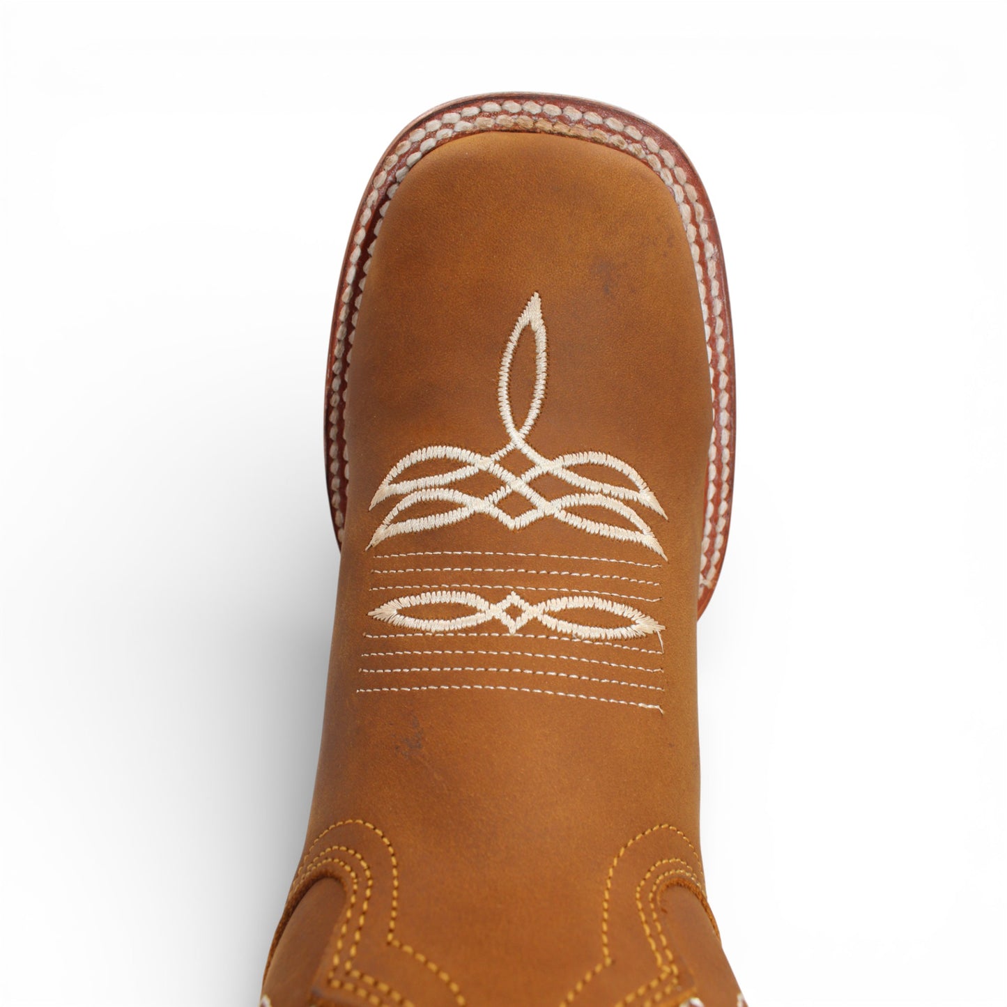 Womens Tan Western Boot with Sunflower Embroidery – Genuine Leather Square Toe H60131