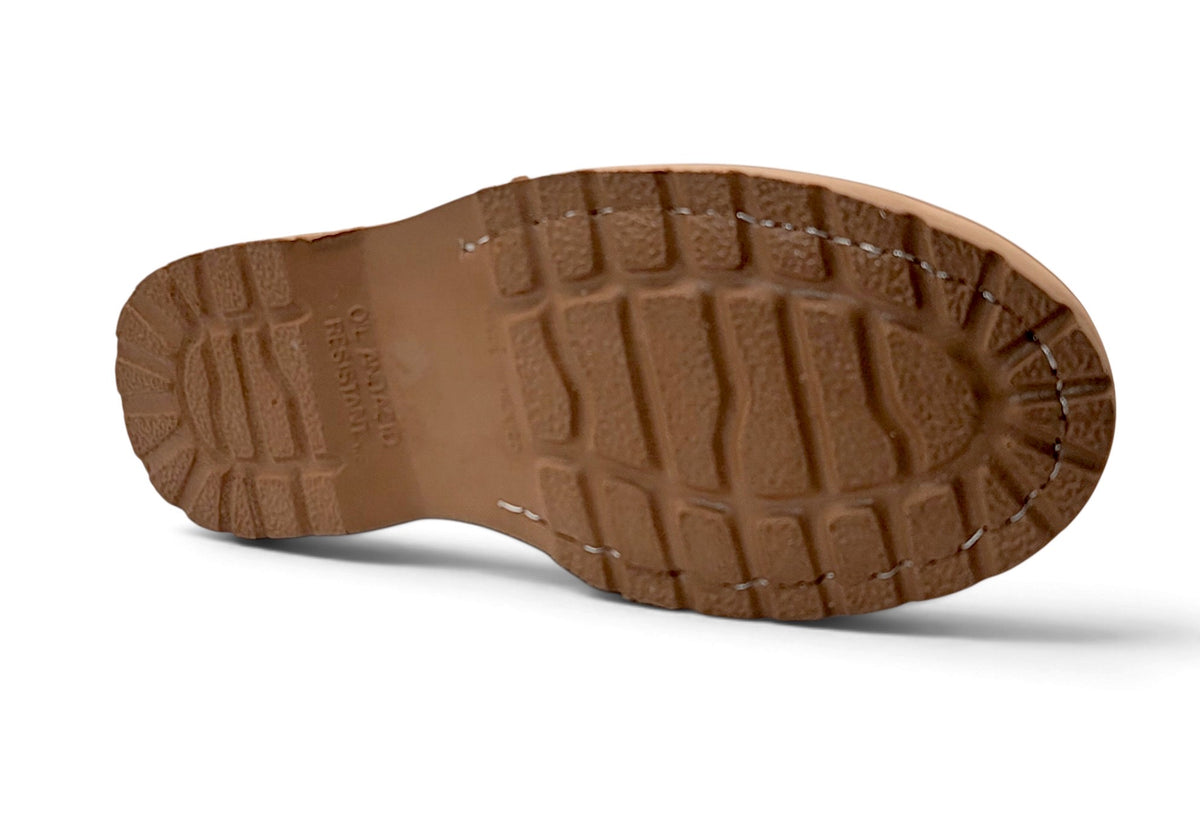 H60205 tan lug outsole with oil and acid resistant markings