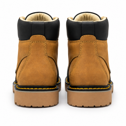 H60351 honey and black work boots rear pair view