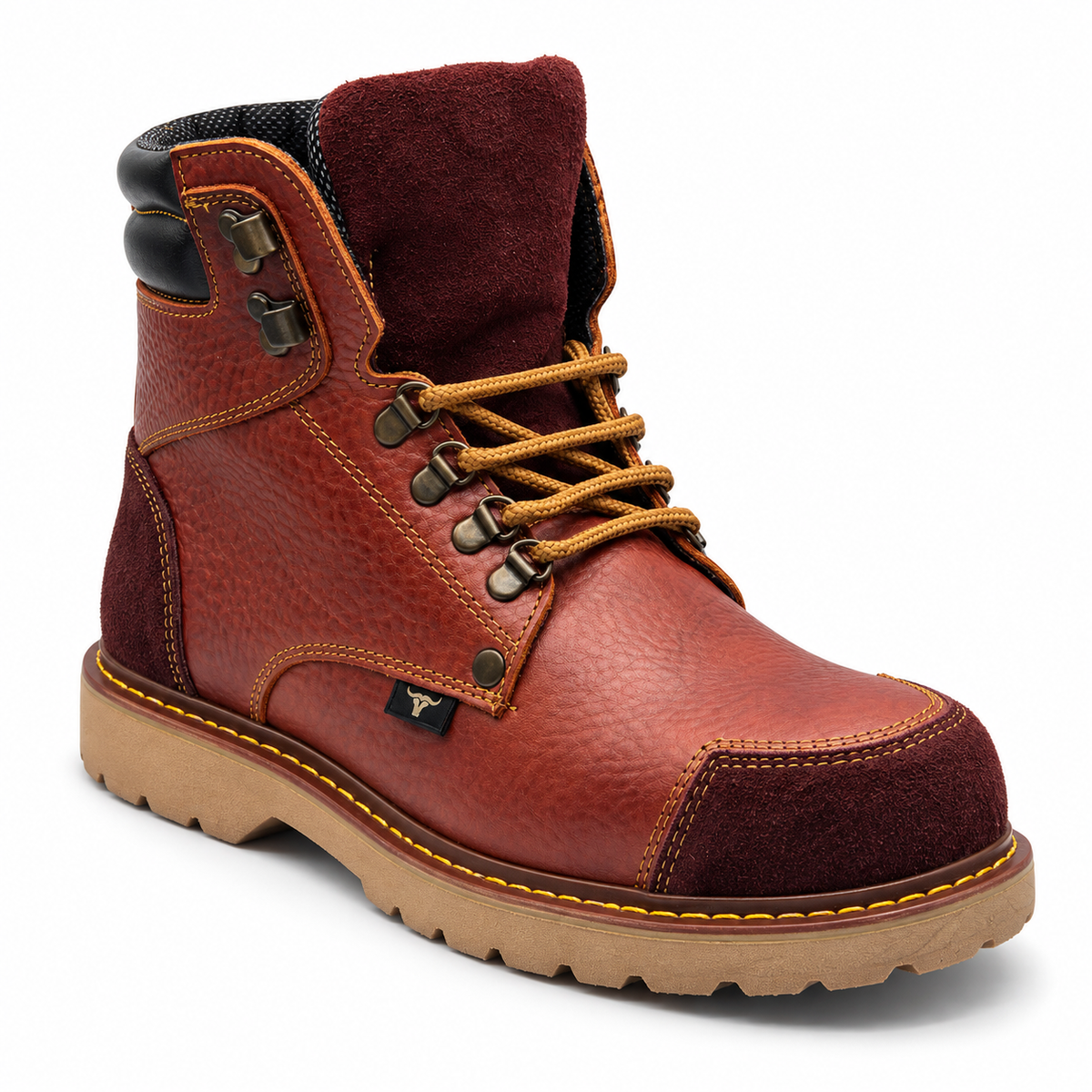 H70350 red brown composite toe work boot three-quarter view