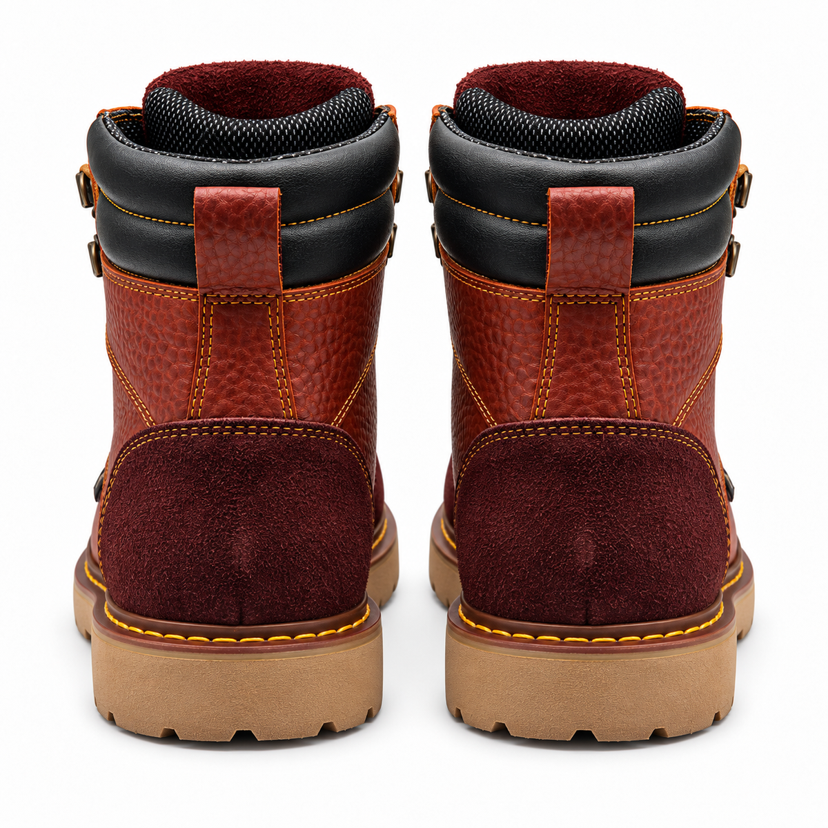H70350 red brown composite toe work boots rear pair view
