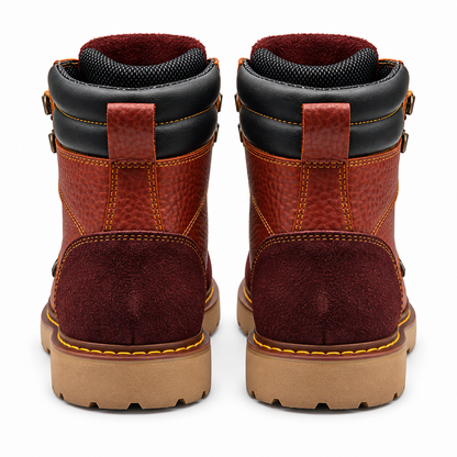 H70350 red brown composite toe work boots rear pair view