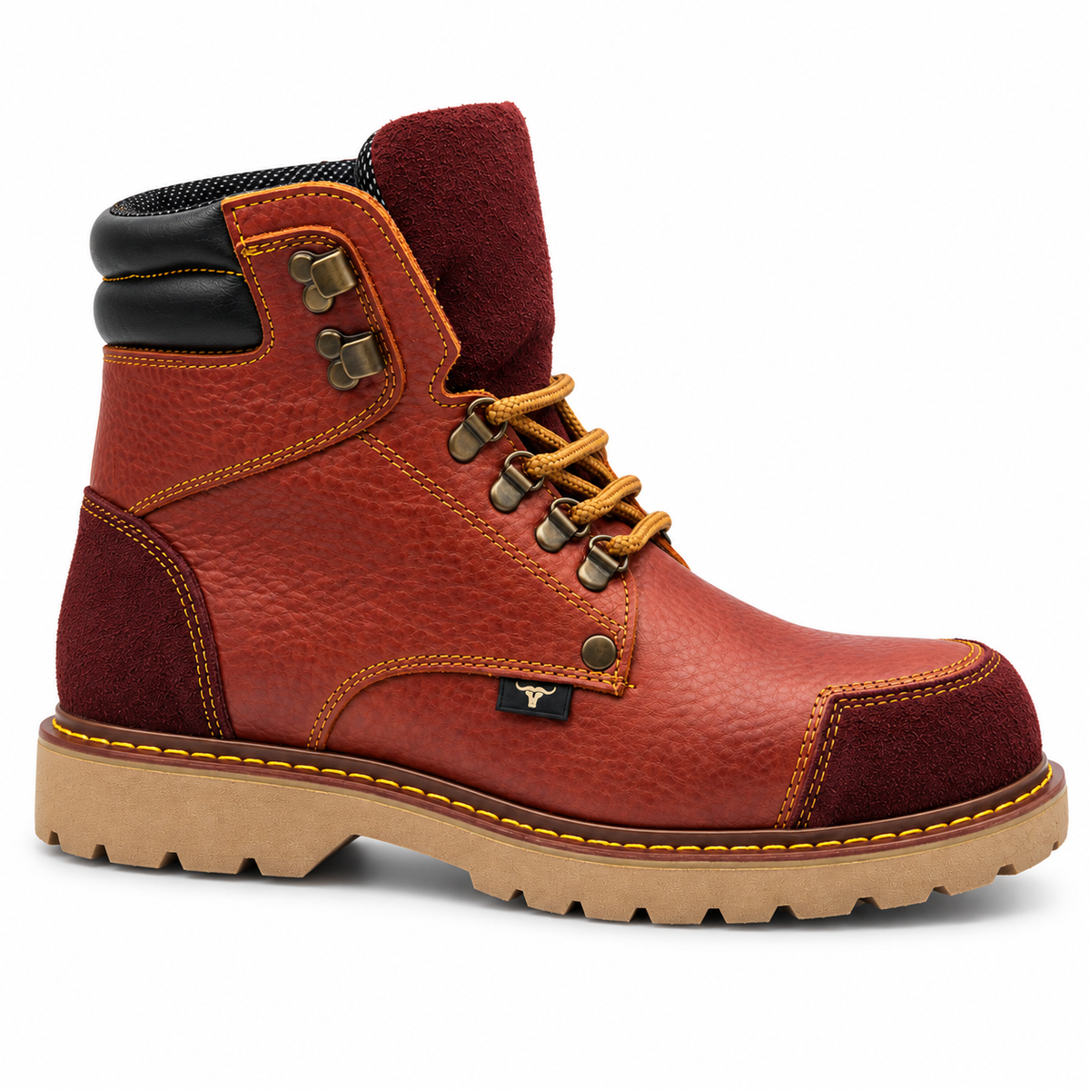 H70350 red brown composite toe work boot side profile