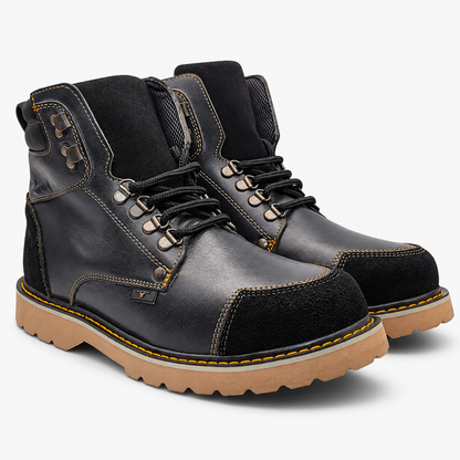 H70405 black work boot pair three-quarter view