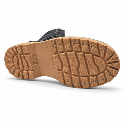 H70405 tan lug outsole with Made in Mexico and oil and acid resistant markings