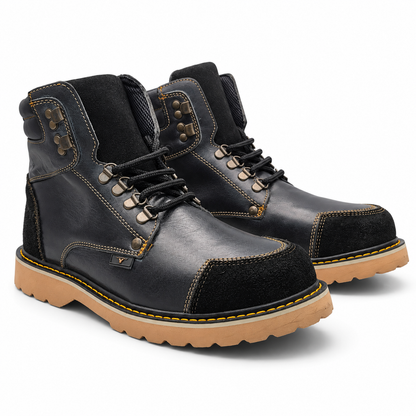 H70405 black work boots pair view