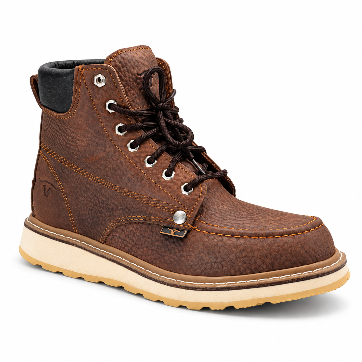 Mens 6” Moc Toe Work Boot Tan – Genuine Leather with Rubber Sole H80131