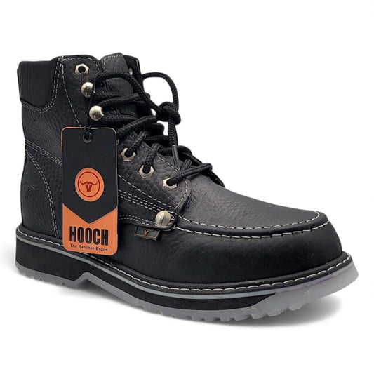 Mens 6” Moc Toe Work Boot with Transparent Rubber Sole – Durable Leather Work Shoe H801T05
