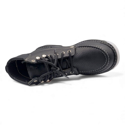 Mens 6” Moc Toe Work Boot with Transparent Rubber Sole – Durable Leather Work Shoe H801T05