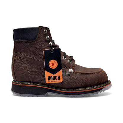 Mens 6” Moc Toe Work Boot Chocolate – Genuine Leather with Transparent Sole H801T94