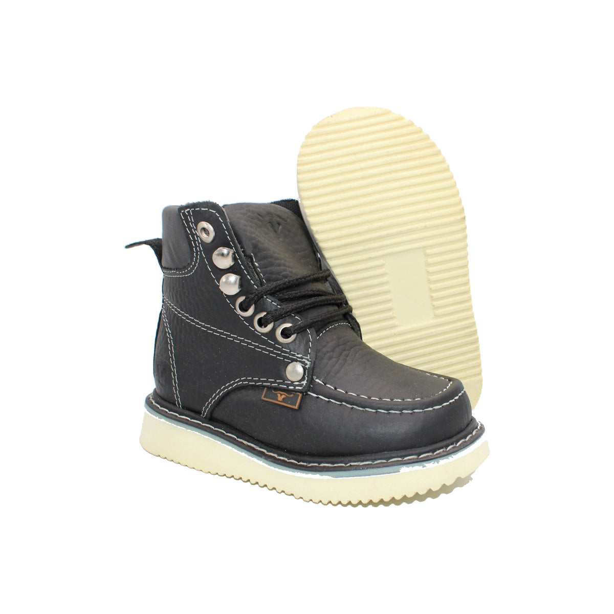 Kids Black Moc Toe Work Boot HBN80105 outsole