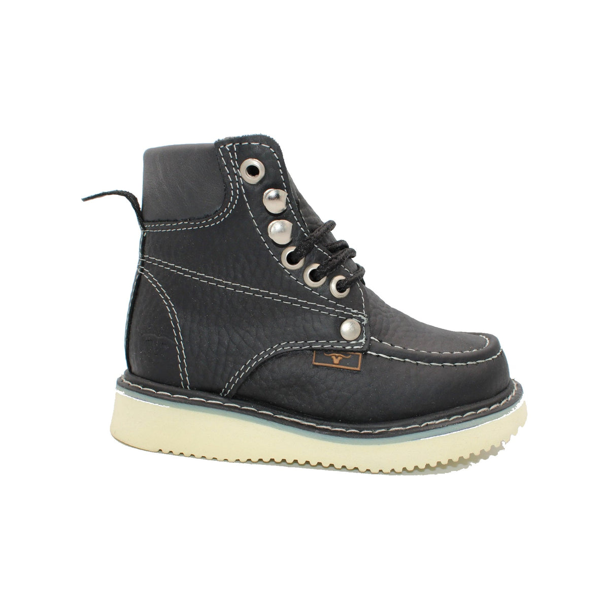 Kids Black Moc Toe Work Boot HBN80105 side view