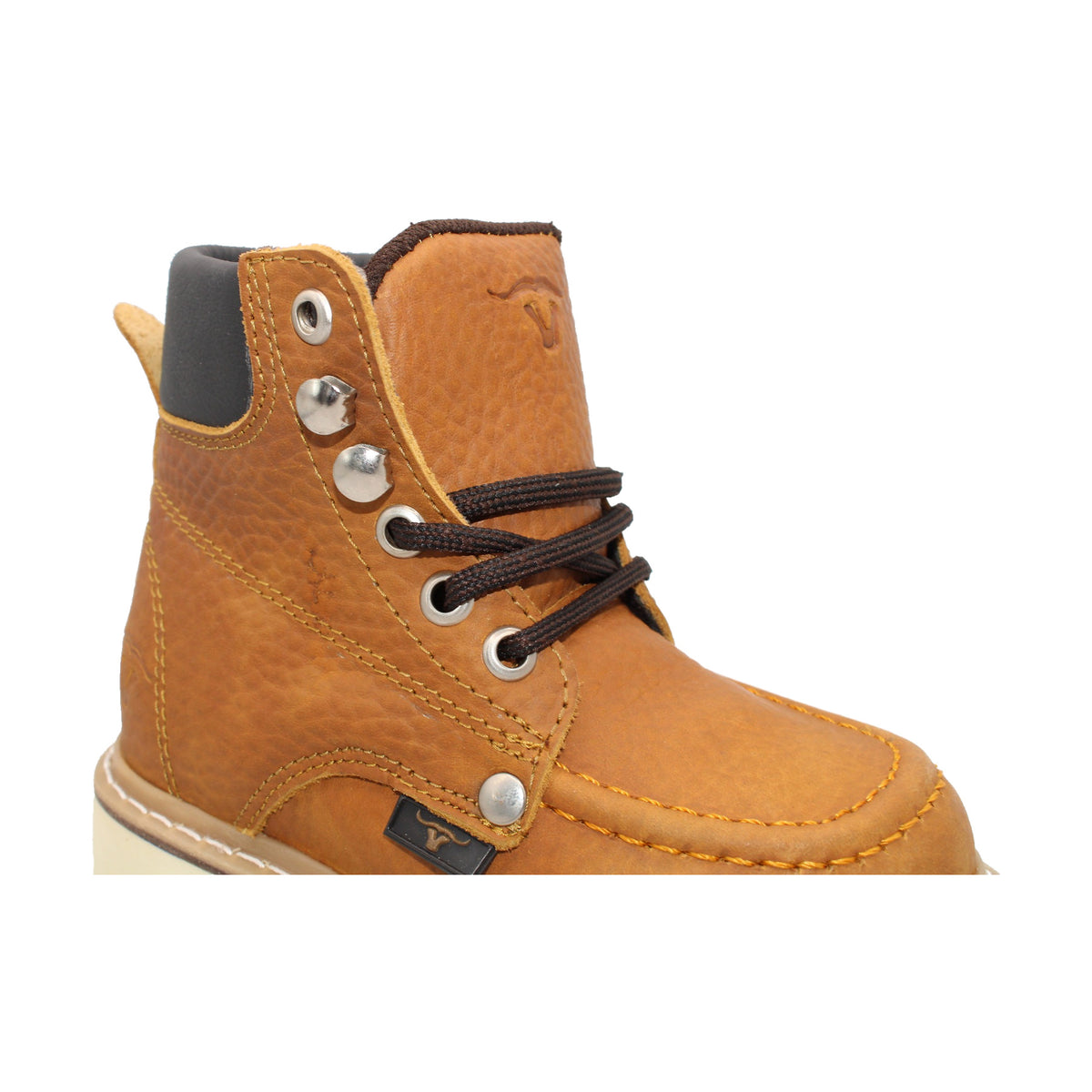Kids Honey Moc Toe Work Boot HBN80151 lacing detail