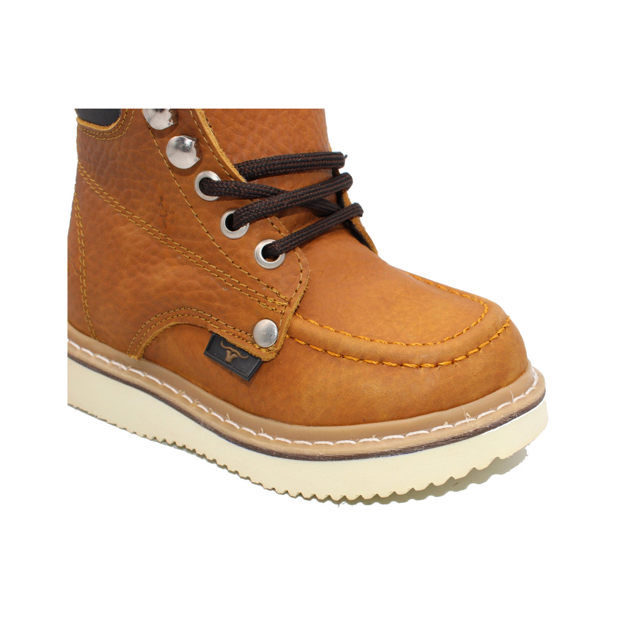 Kids Honey Moc Toe Work Boot HBN80151 toe detail