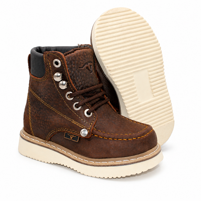 Kids Brown Moc Toe Work Boot HBN80194 outsole
