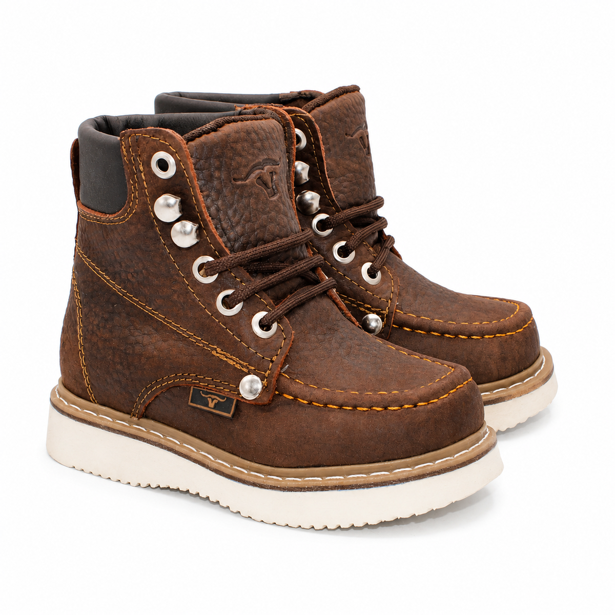Kids Brown Moc Toe Work Boots HBN80194 pair