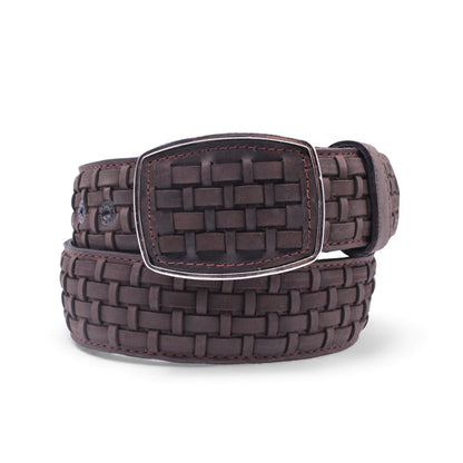 Mens Petatillo Leather Belt Chocolate – Genuine Leather Handcrafted Western Style HC-101