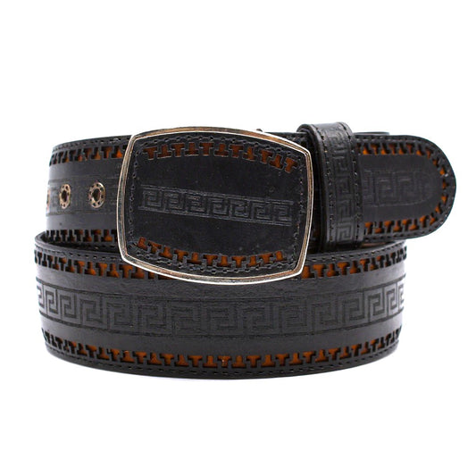 Men’s Western 2" Belt – Laser Cut Leather Design Pattern Cowboy Rodeo Style HC-108