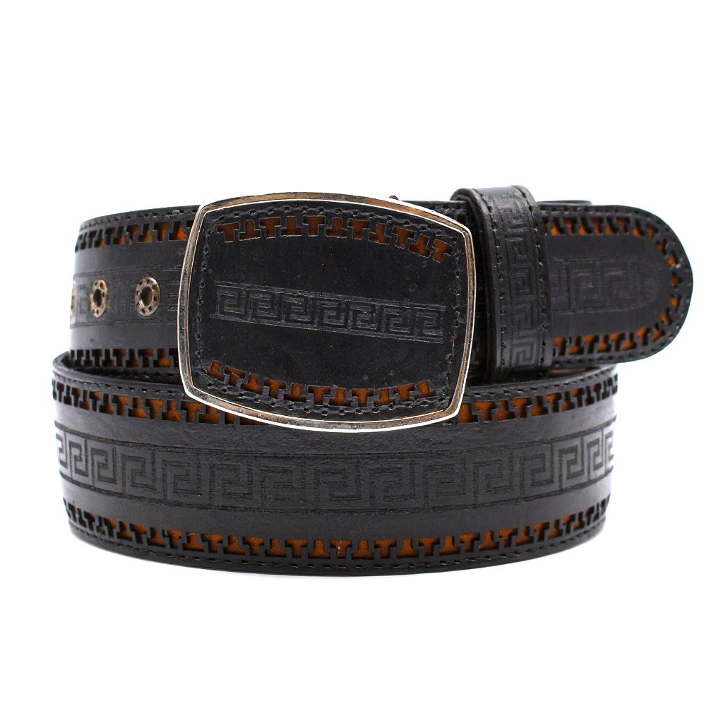 Men’s Western 2" Belt – Laser Cut Leather Design Pattern Cowboy Rodeo Style HC-108