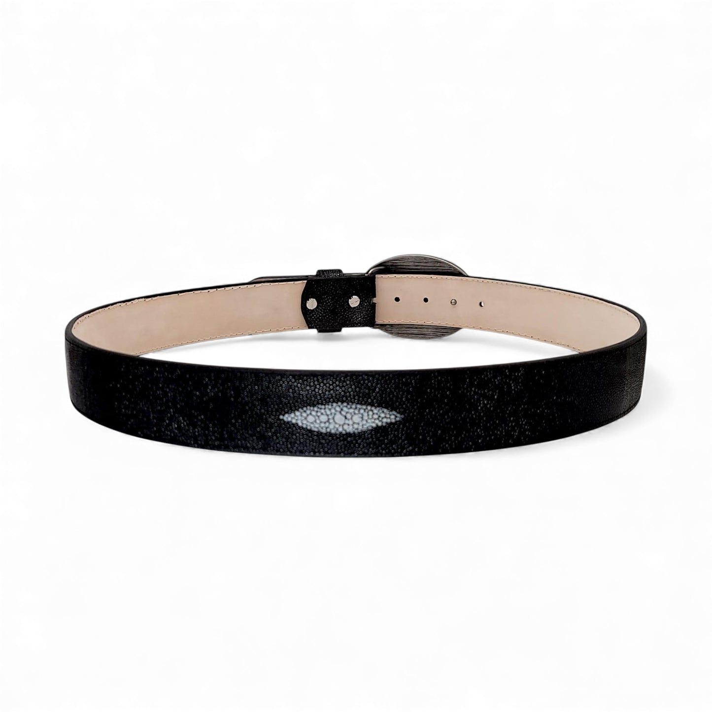 Mens Stingray Print Western Leather Belt Black Single Stone – Classic Cowboy Style HC-131