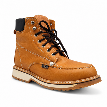 Men’s 6” Moc Toe Work Boot | Durable Leather Construction Work Shoe - Honey