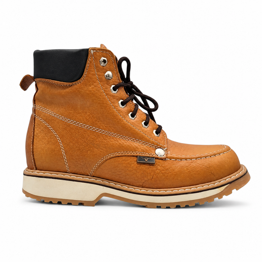 Men’s 6” Moc Toe Work Boot | Durable Leather Construction Work Shoe - Honey