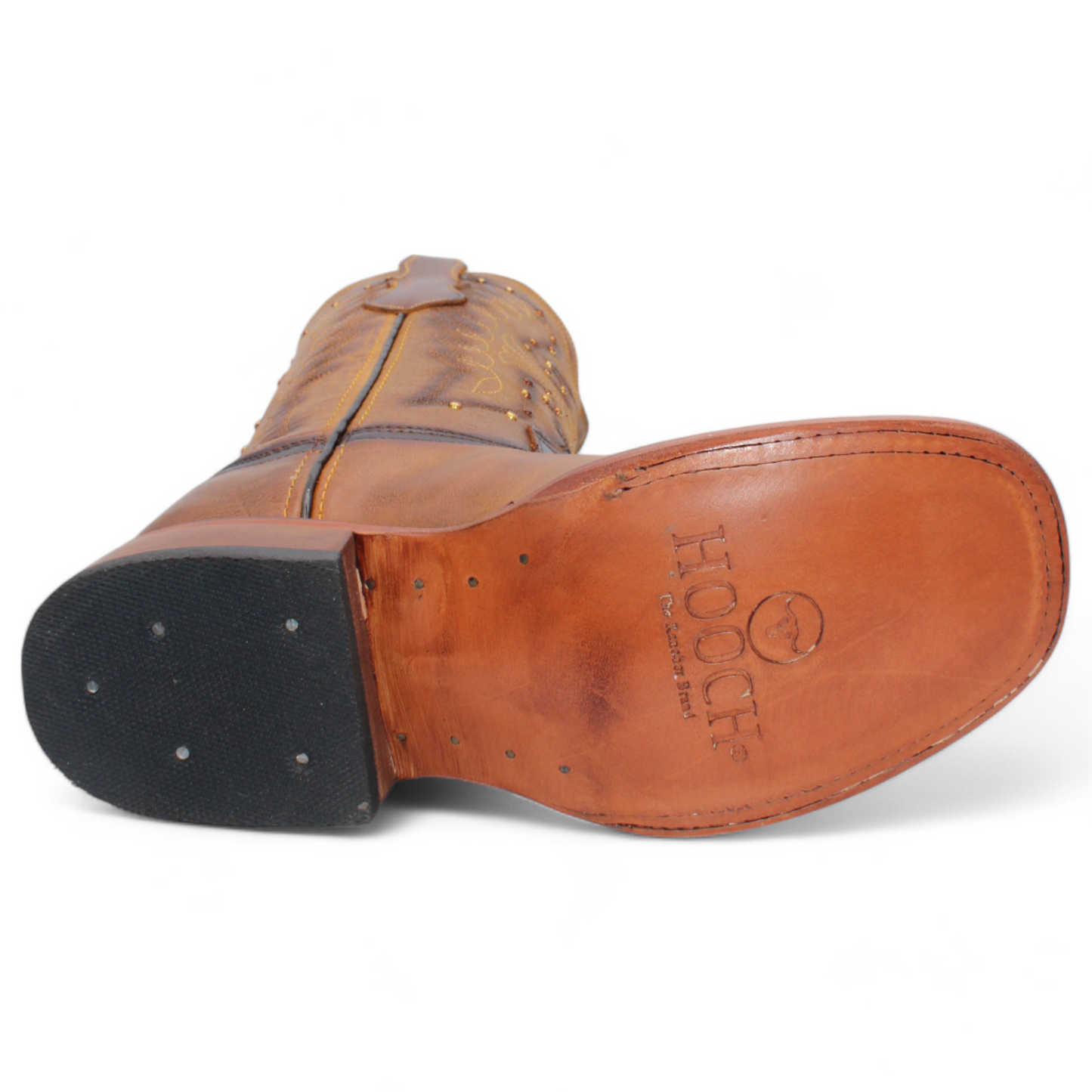 Women’s Square Toe Western Boots Honey Genuine Leather Embroidered 12” Shaft – H224251