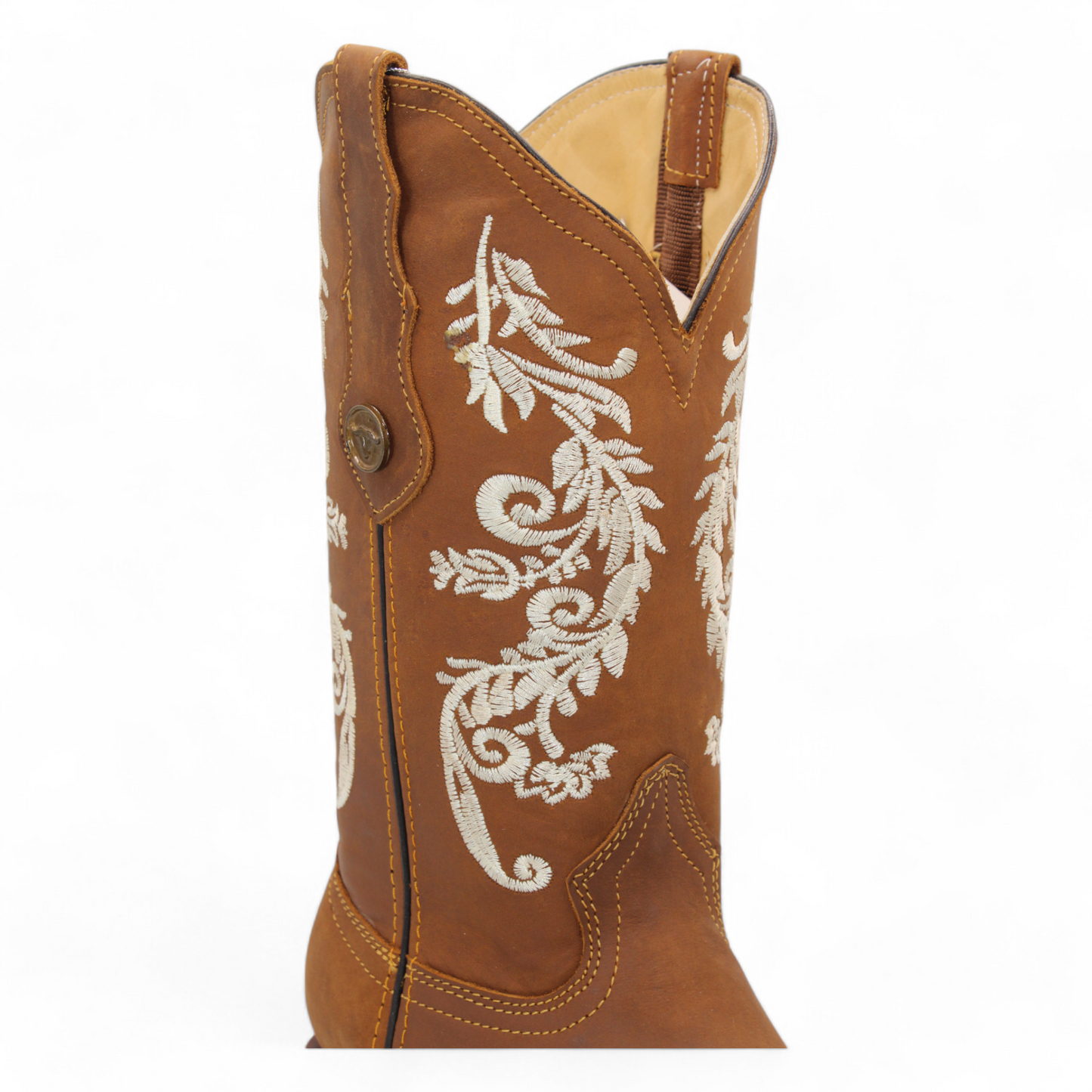 Women’s Honey Square Toe Boot – Genuine Leather 12” Embroidered Shaft - H22M2651F