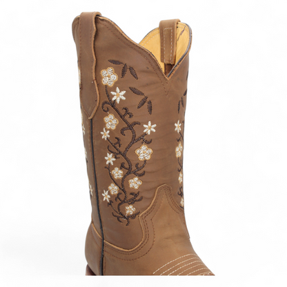 Women’s Square Toe Western Boots Genuine Leather Embroidered 12” Shaft - H22M2631F