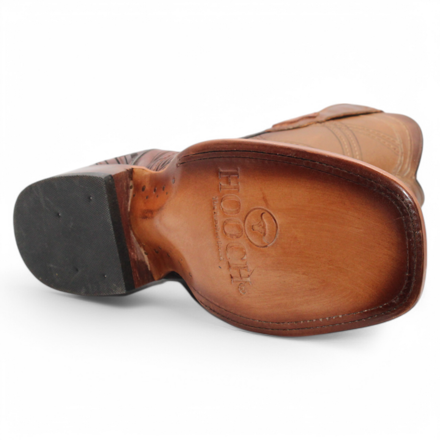 Men’s Square Toe Leather Boot – Laser Engraved Vamp - Honey