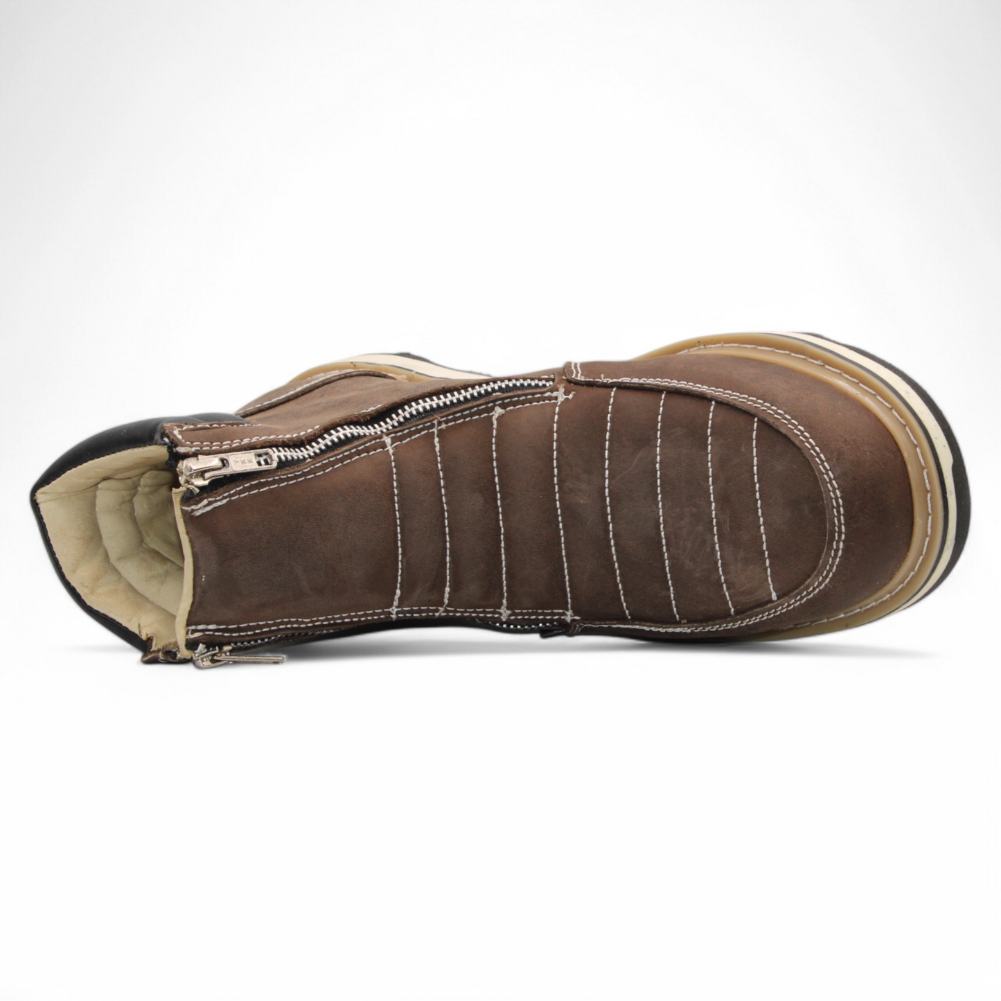 Men’s Double Zipper Leather Work Shoe – Round Toe | Soft Toe | Rubber Sole